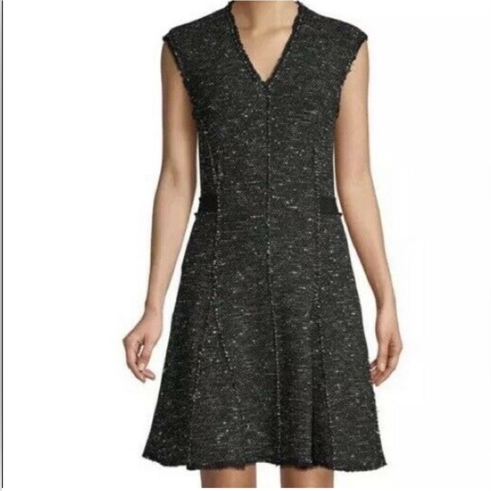 Rebecca Taylor Black Tweed Midi Dress